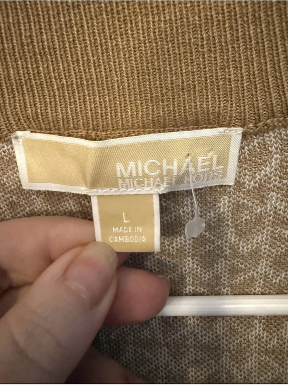 Michael Kors Long Logo Knit Cardigan Large Cotton Blend NWOT - Picture 2 of 5